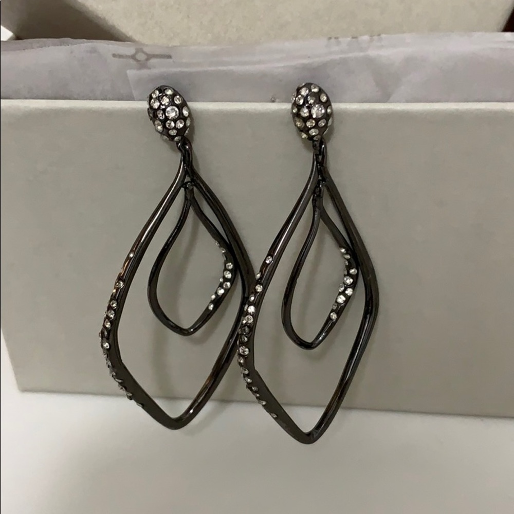 Alexis Bittar Gun Metal Swarovski Crystal Earrings